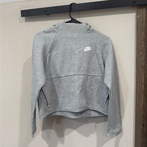 Nike Light Gray Cropped Sweatshirt with White Swoosh